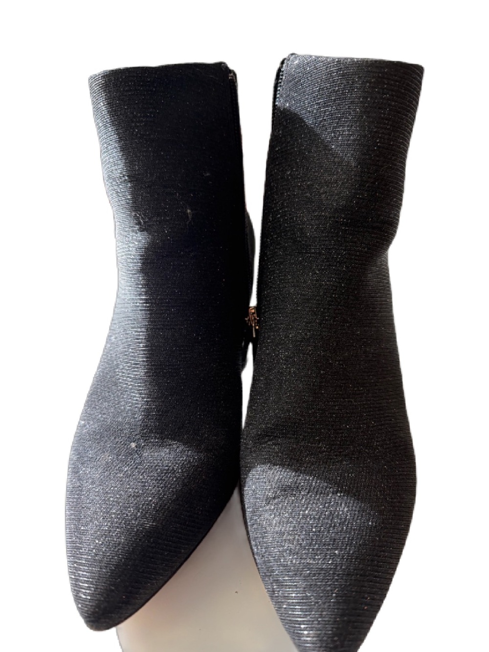 kate spade Black Giselle Shimmery Pointed Booties with Side Zip
